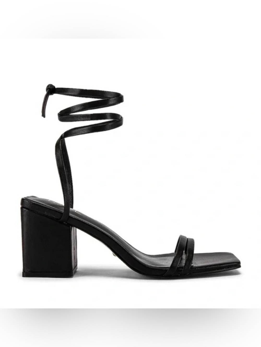 Raye Black Ankle-Wrap Block Heel Sandal - Women size 8